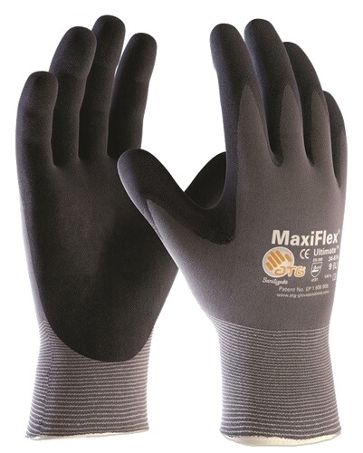 MAXIFLEX Ultimate Nylon-Strickhandschuhe, grau/schwarz, ATG 34-874 11