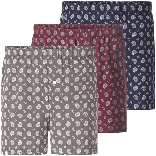Thumbnail - 3er Pack Boxershorts LUNETTO dunkelblau rot beige