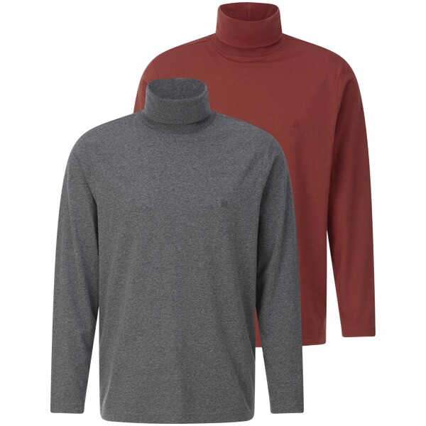 Thumbnail - Doppelpack Langarmshirt ULOR dunkelgrau rot