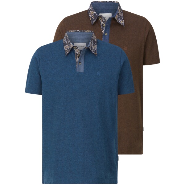 Thumbnail - Doppelpack Poloshirt RELOR dunkelblau cognac