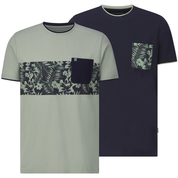 Thumbnail - Doppelpack T-Shirt RIGATULI grün dunkelblau