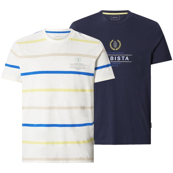 Thumbnail - Doppelpack T-Shirt ROMENZO weiß dunkelblau