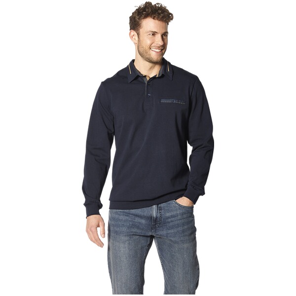 Thumbnail - Langarm-Poloshirt DOROCASTI dunkelblau