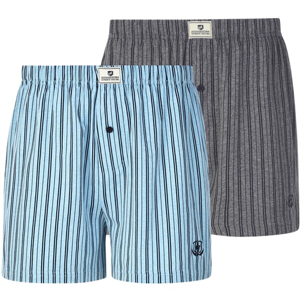 Thumbnail - 2er Pack Boxershorts THURE hellblau dunkelgrau