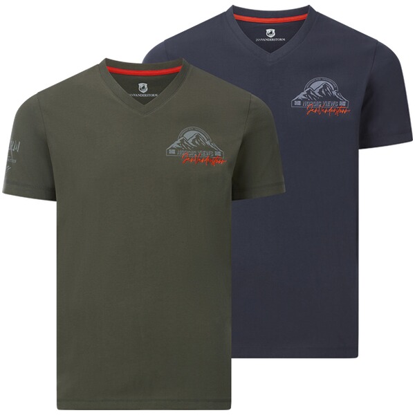 Thumbnail - Doppelpack T-Shirt JENDUR dunkelblau oliv