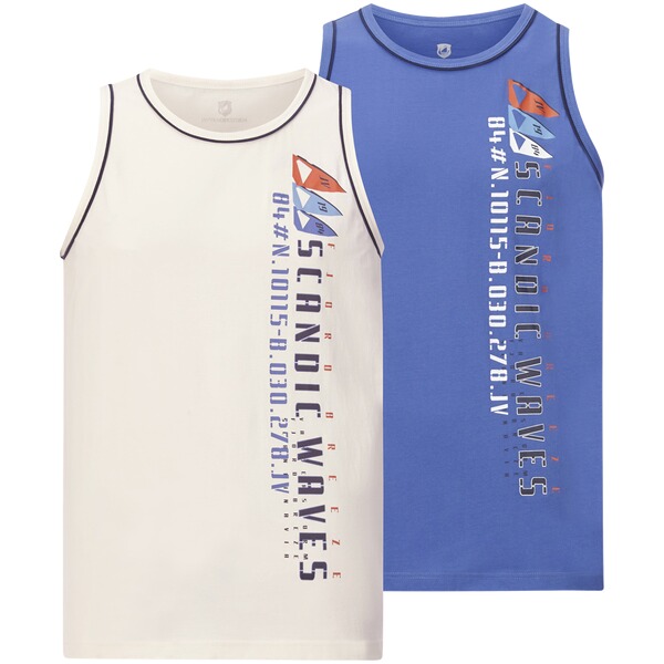 Thumbnail - Doppelpack Tanktop TIDEMAN wollweiß blau