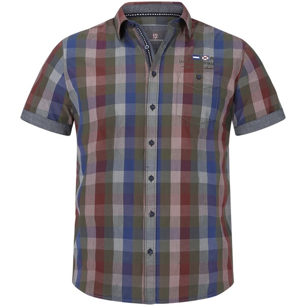 Thumbnail - Kurzarmhemd REEDO dunkelrot blau grün rot gemustert