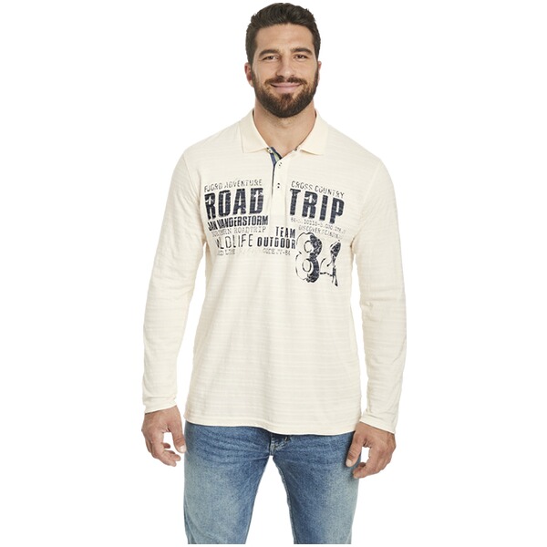 Thumbnail - Langarm-Poloshirt AKILLES wollweiß