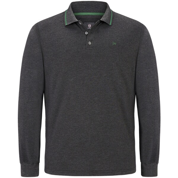 Thumbnail - Langarm-Poloshirt ELLIS grau dunkelgrau