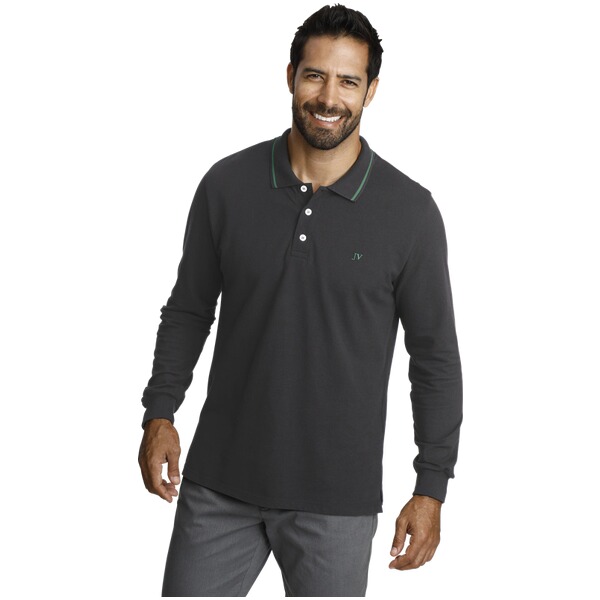 Thumbnail - Langarm-Poloshirt ELLIS grau dunkelgrau