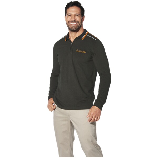 Thumbnail - Langarm-Poloshirt ERIKELL oliv