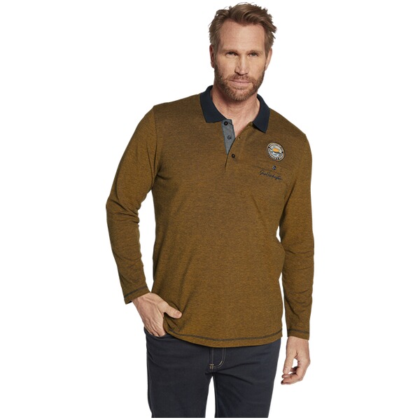 Thumbnail - Langarm-Poloshirt JUHANI dunkelorange