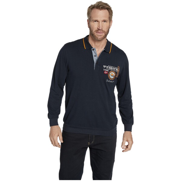 Thumbnail - Langarm-Poloshirt LOKI dunkelblau