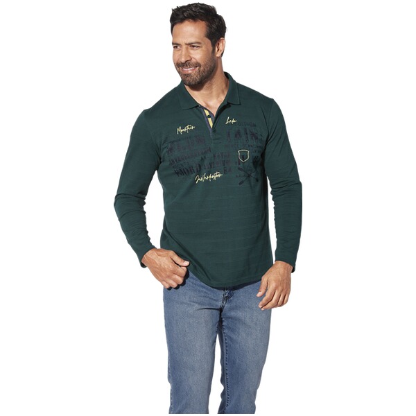 Thumbnail - Langarm-Poloshirt MAKSE dunkelgrün