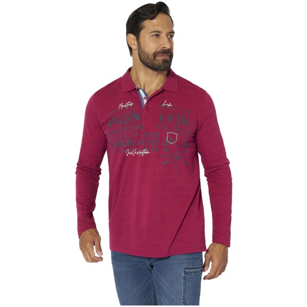 Thumbnail - Langarm-Poloshirt MAKSE dunkelrot