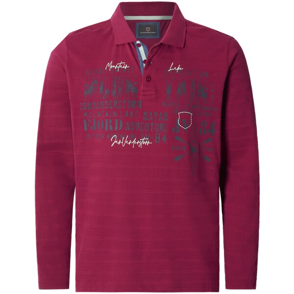 Thumbnail - Langarm-Poloshirt MAKSE dunkelrot