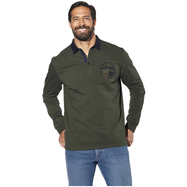 Thumbnail - Langarm-Poloshirt OLSLAND oliv