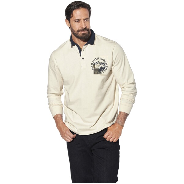 Thumbnail - Langarm-Poloshirt OLSLAND wollweiß