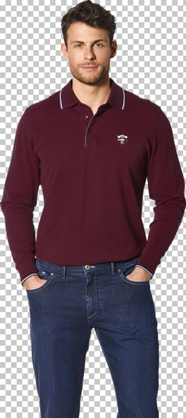 Thumbnail - Langarm-Poloshirt MILANVETZO dunkelrot