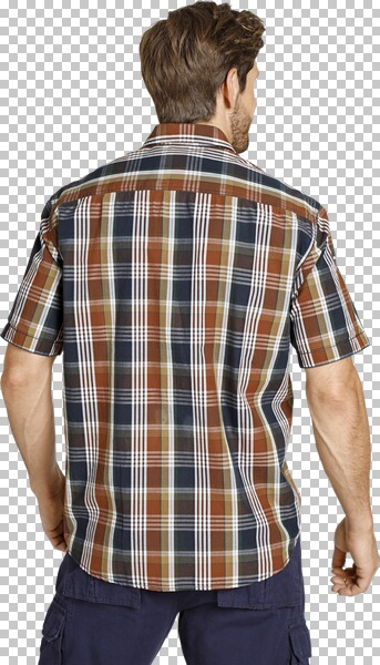 Thumbnail - Kurzarmhemd REEDO blau braun gemustert