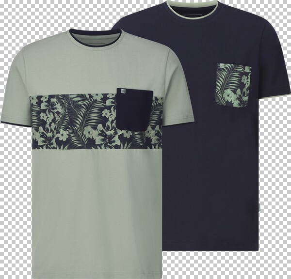 Doppelpack T-Shirt RIGATULI grün dunkelblau