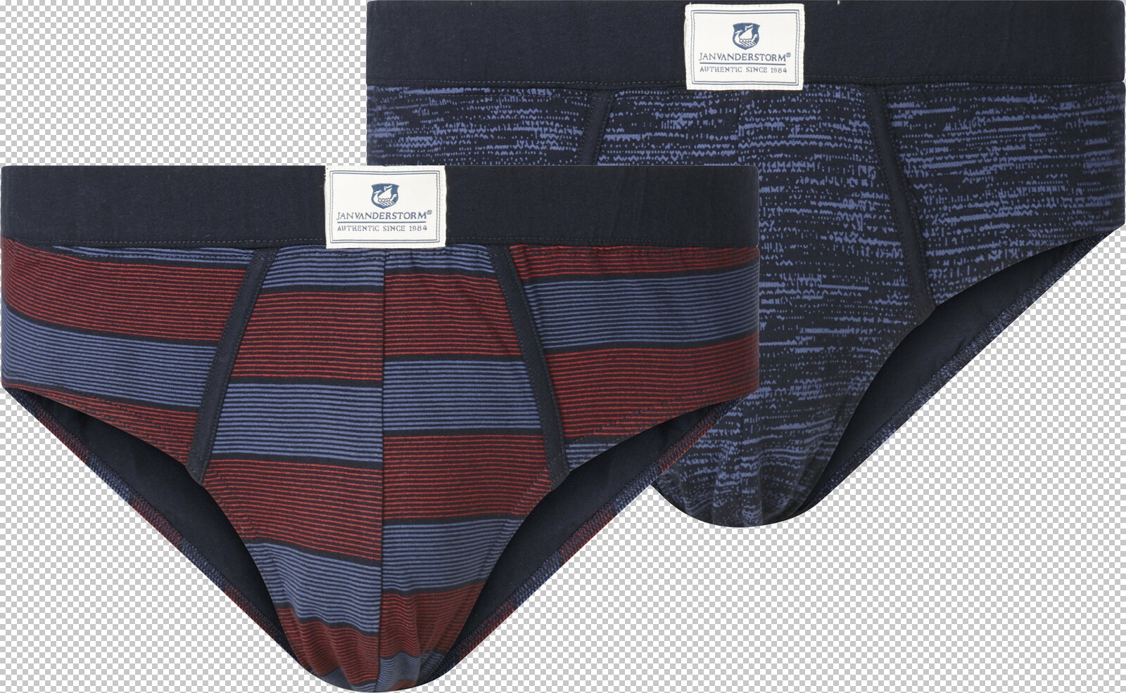 Jan Vanderstorm 2er Pack Slip ARKADI dunkelblau bedruckt