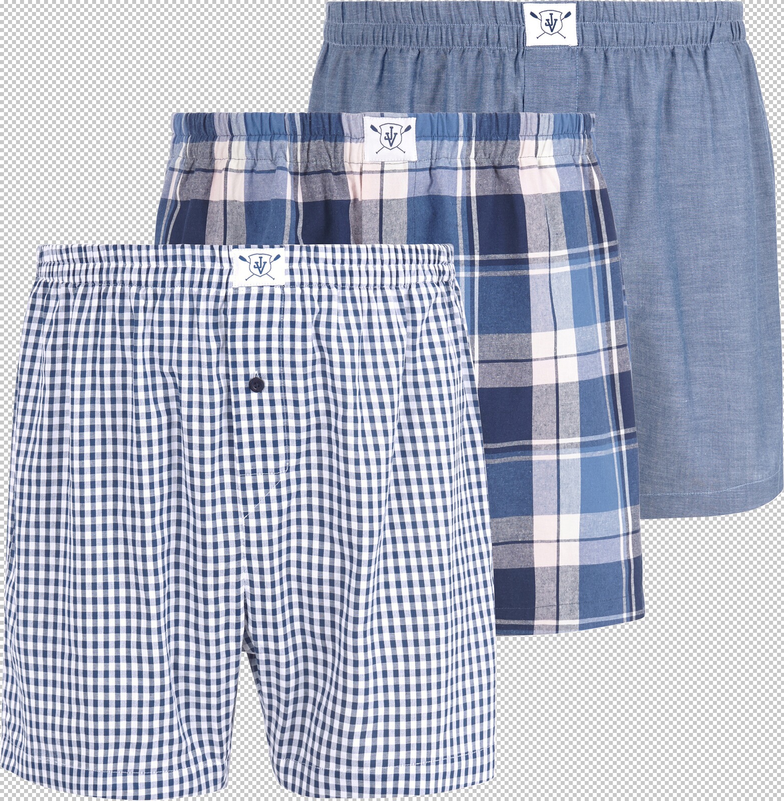 Jan Vanderstorm 3er Pack Boxershorts RIKU blau gemustert