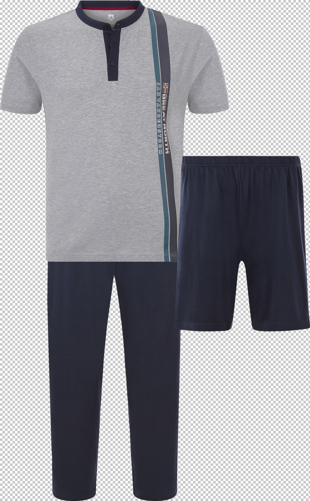 Jan Vanderstorm 3 tlg. Schlafanzug LOFTUR grau