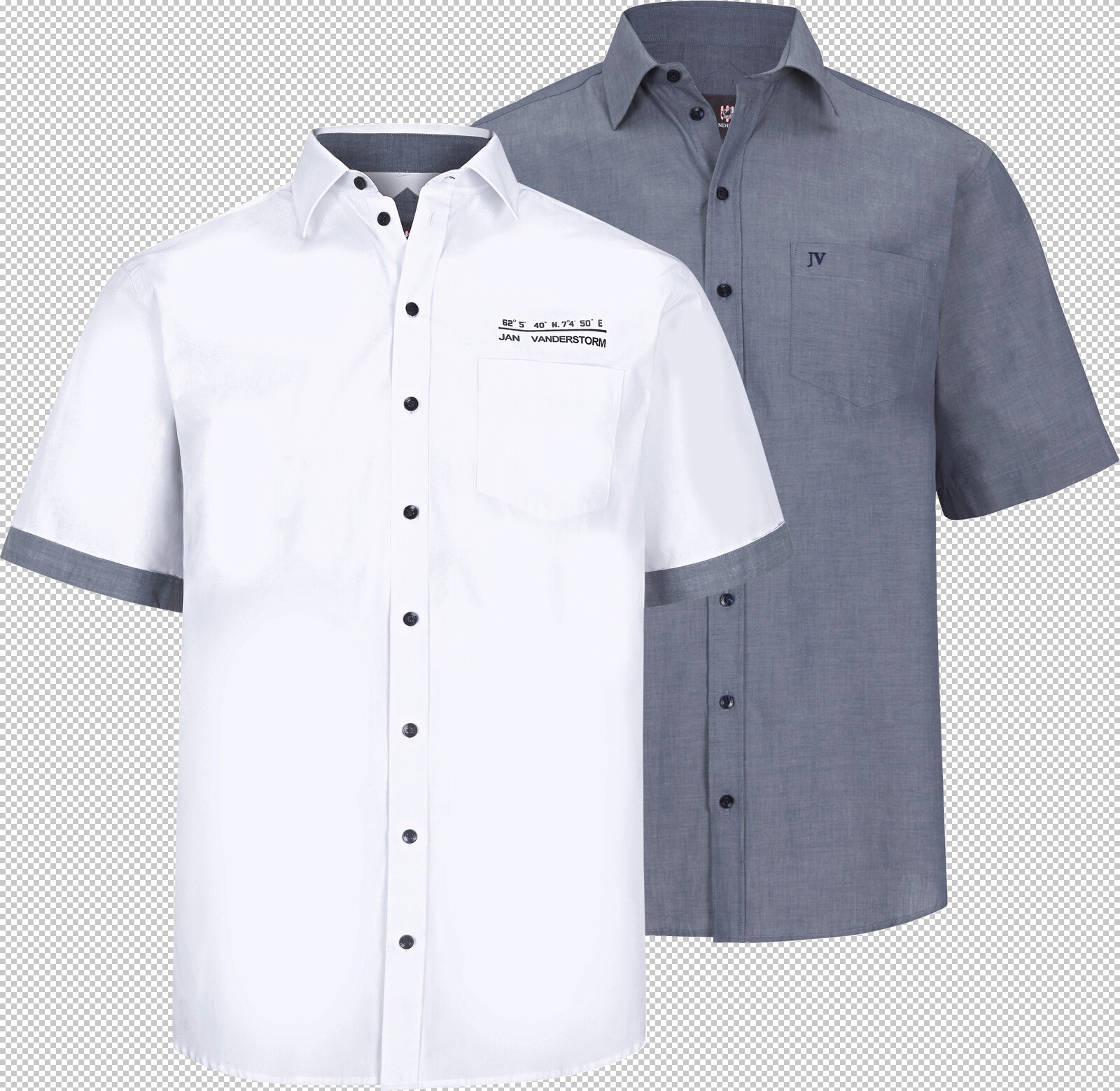 Jan Vanderstorm Doppelpack Hemd EVIN weiß blau