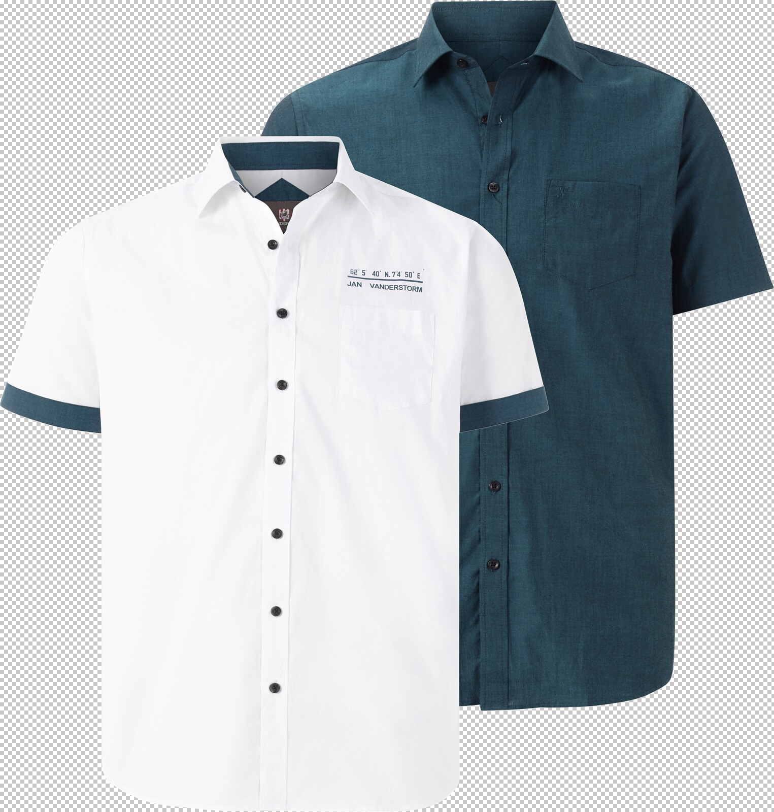 Jan Vanderstorm Doppelpack Hemd EVIN weiß petrol