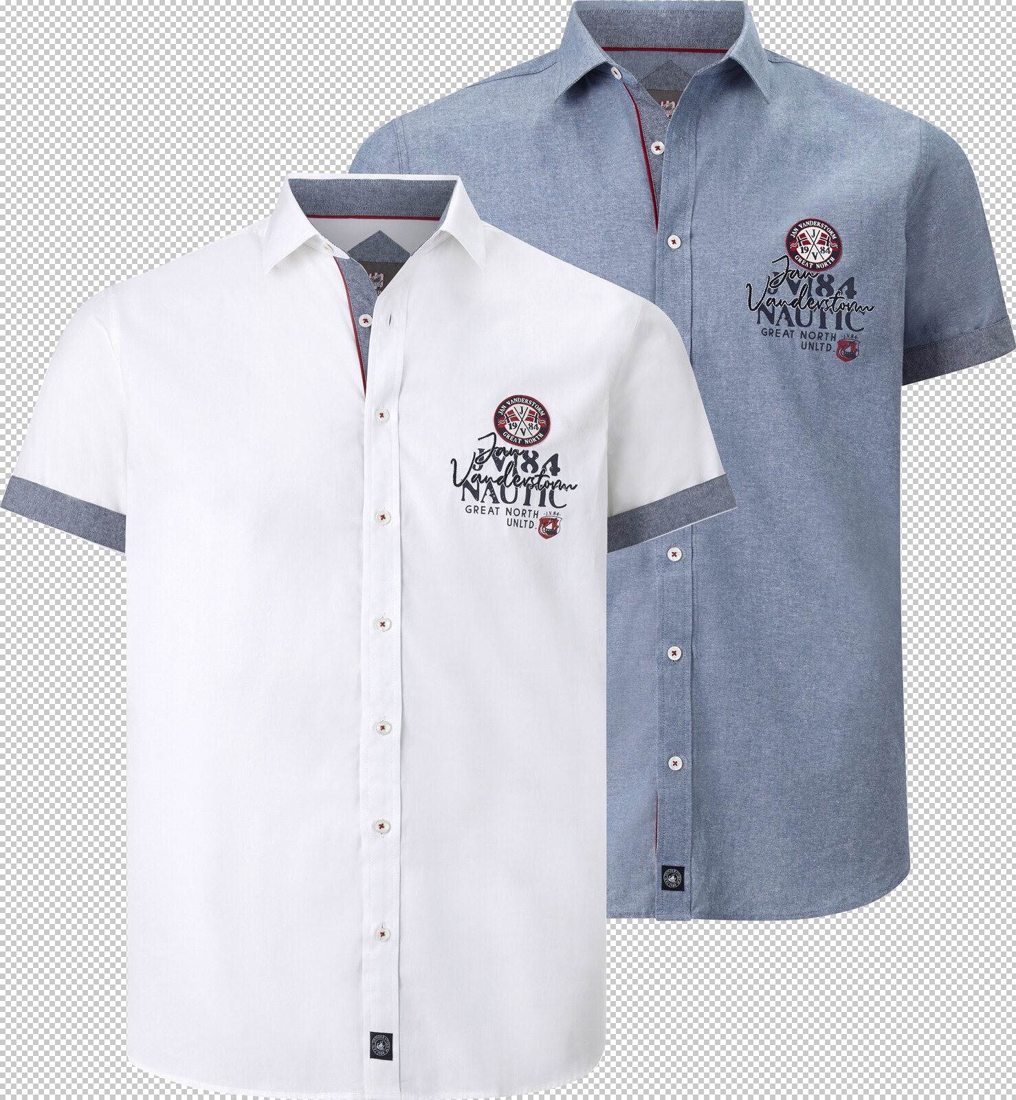 Jan Vanderstorm Doppelpack Hemd SVERKER weiß blau