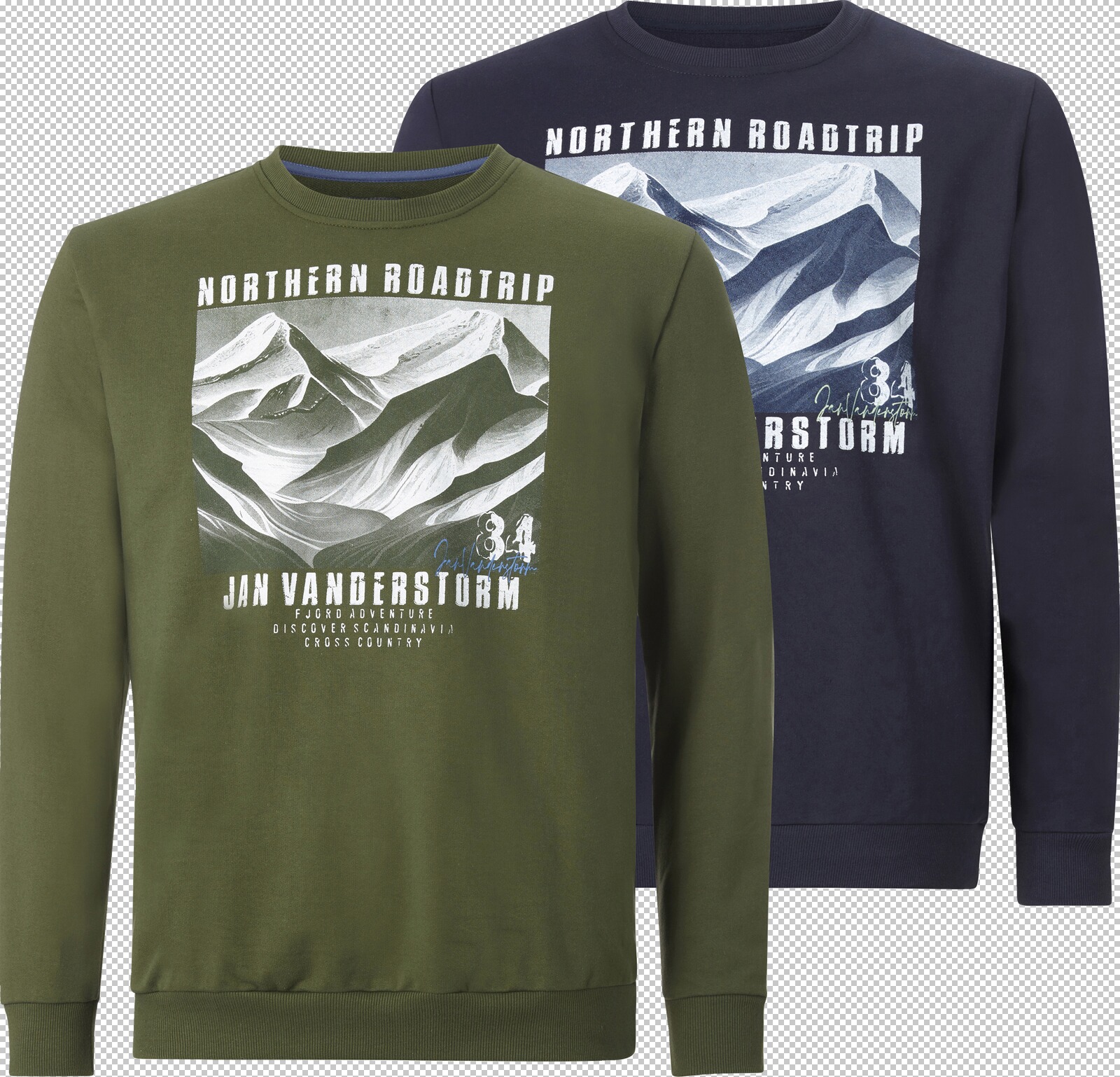 Jan Vanderstorm Doppelpack Sweatshirt HOLDGER grün blau