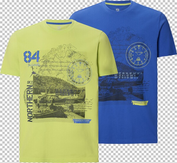 Doppelpack T-Shirt ODDUR blau grün