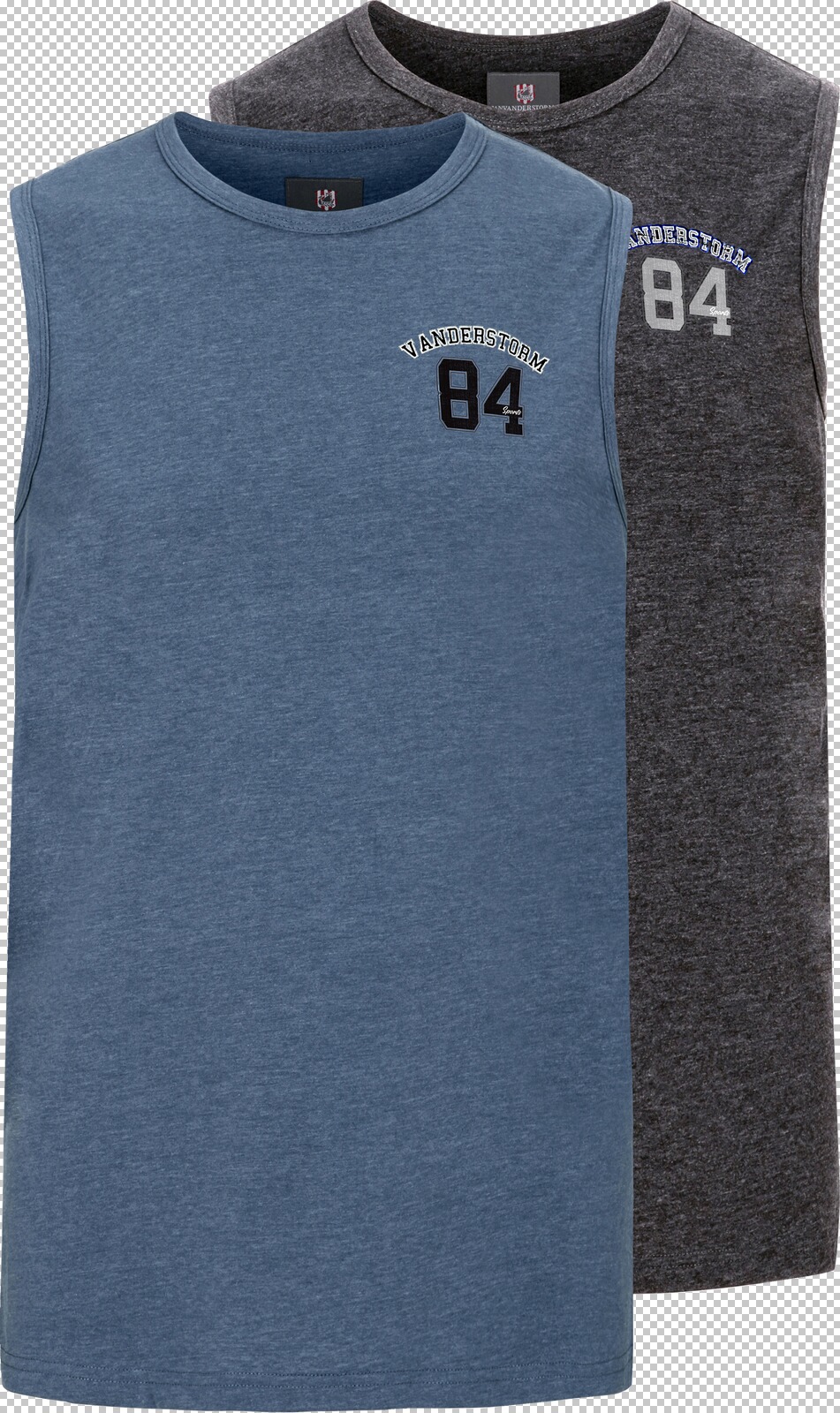 Jan Vanderstorm Doppelpack Tanktop PORO blau grau