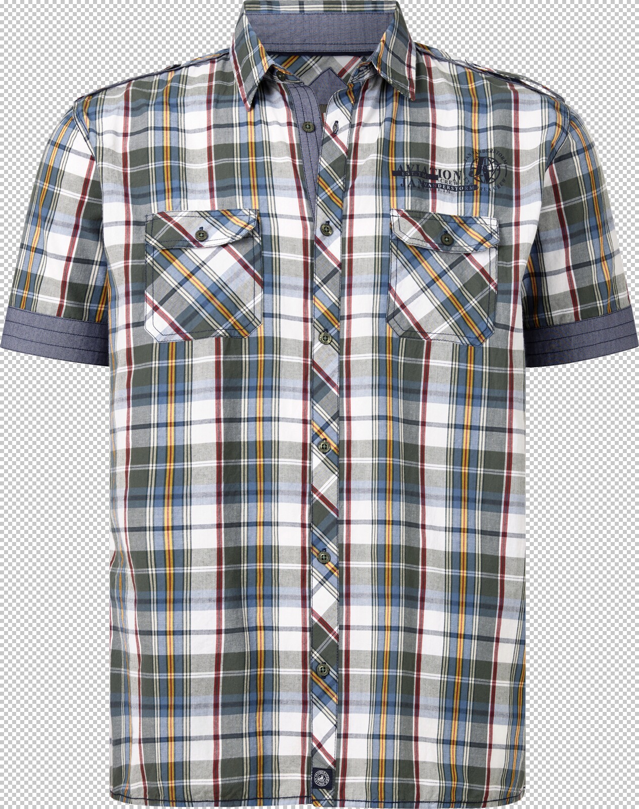 Jan Vanderstorm Kurzarmhemd AAGES oliv kariert