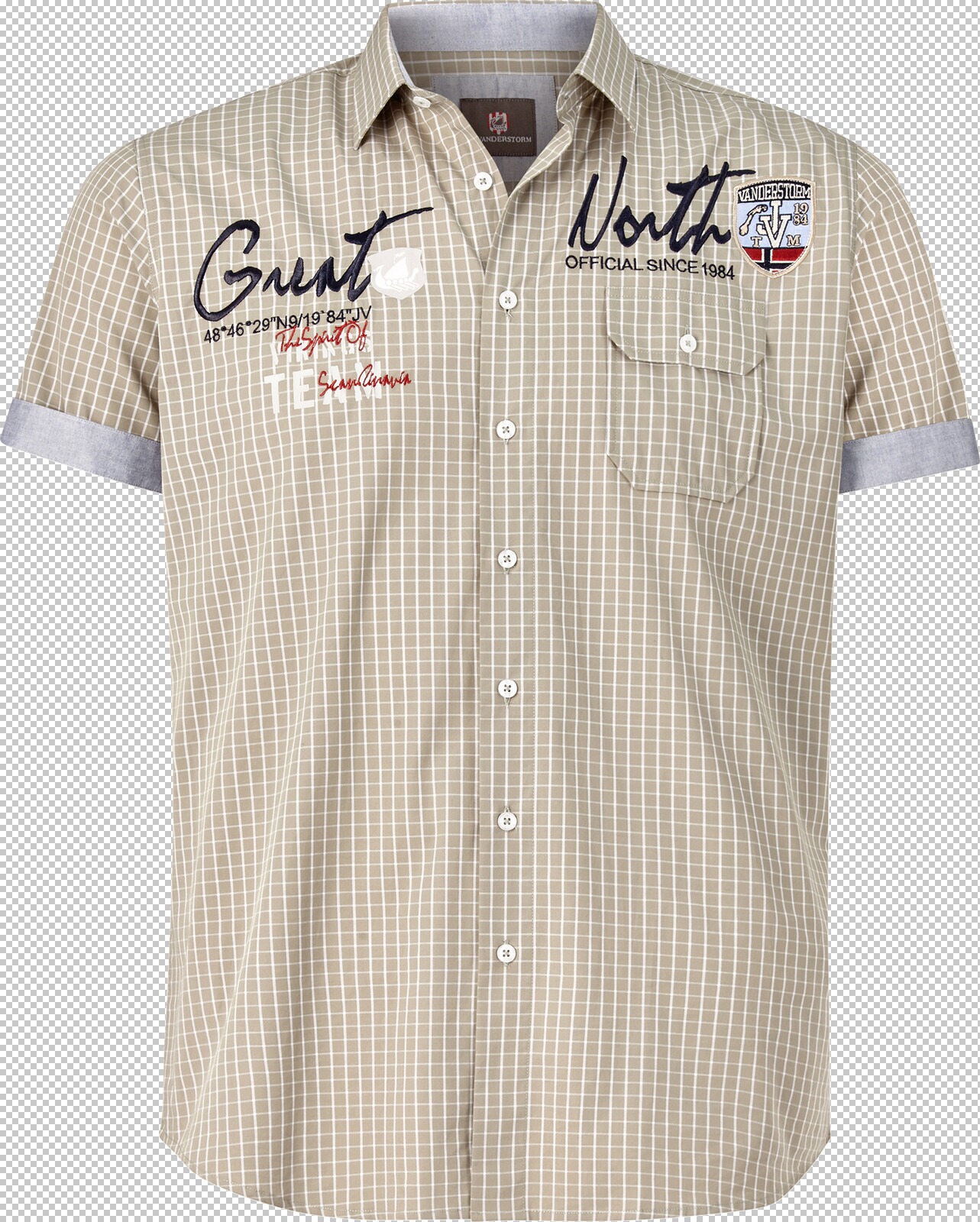 Jan Vanderstorm Kurzarmhemd AJULE beige kariert