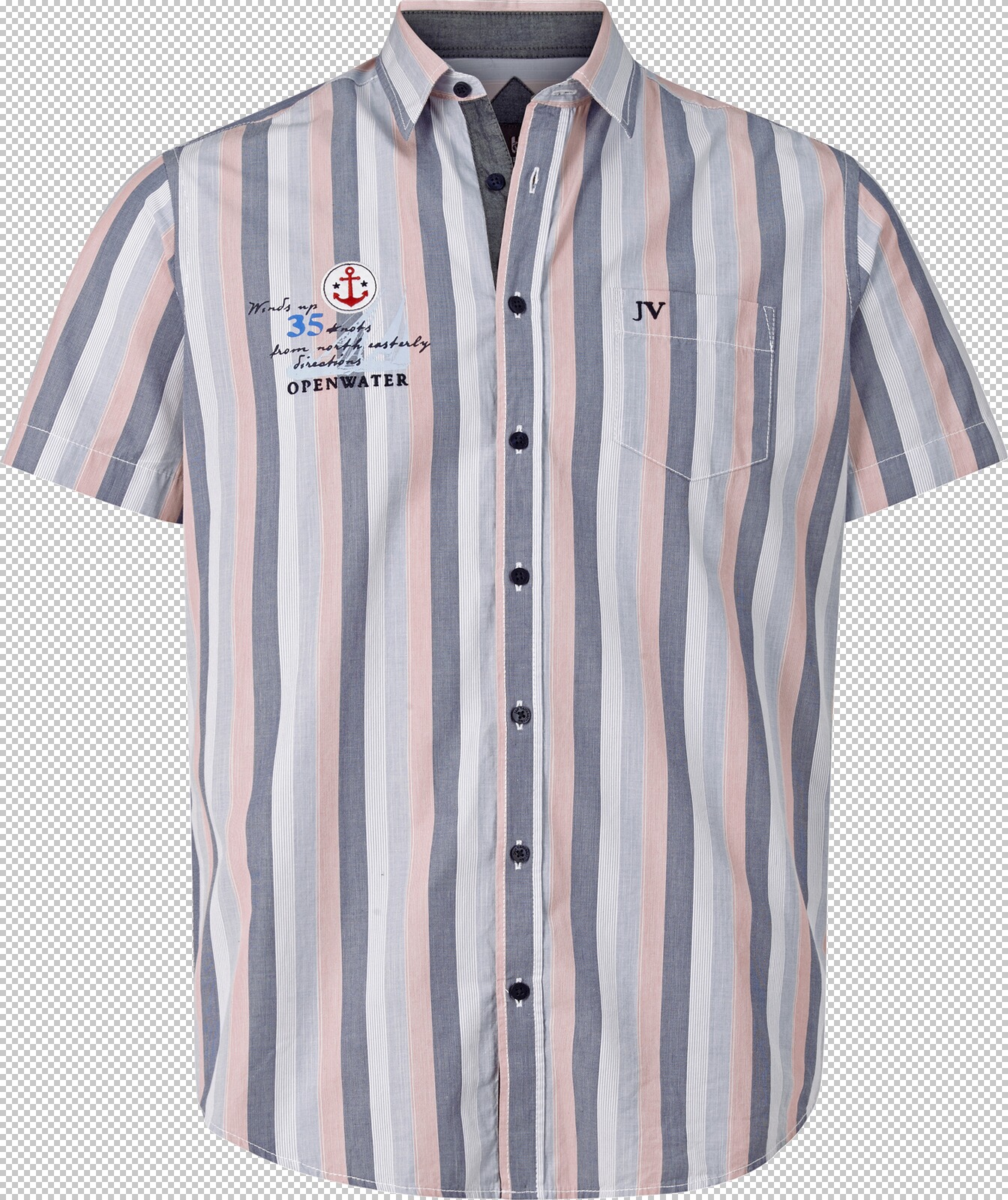 Jan Vanderstorm Kurzarmhemd EIBO blau gestreift