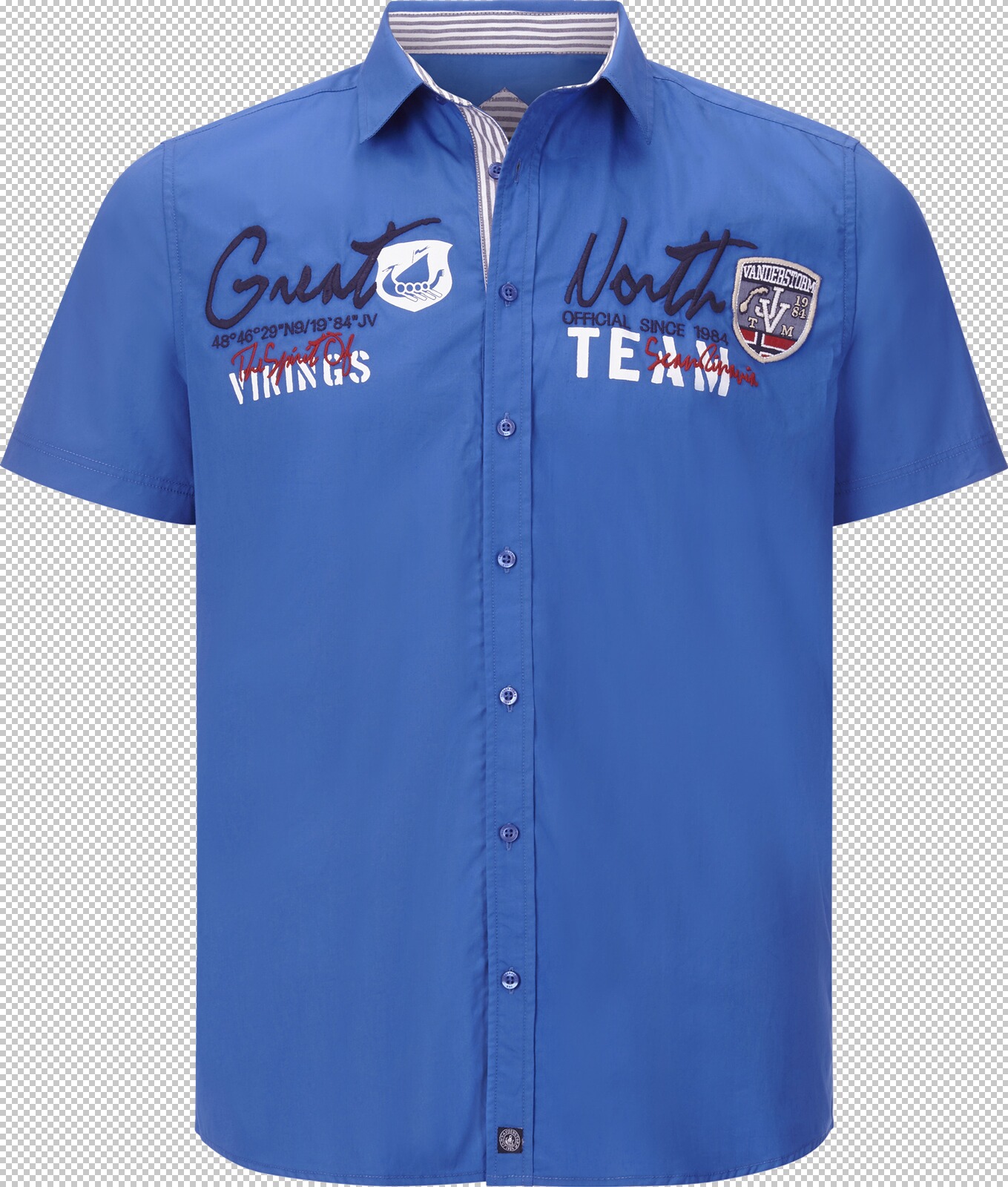 Jan Vanderstorm Kurzarmhemd FREYDIS royal blau