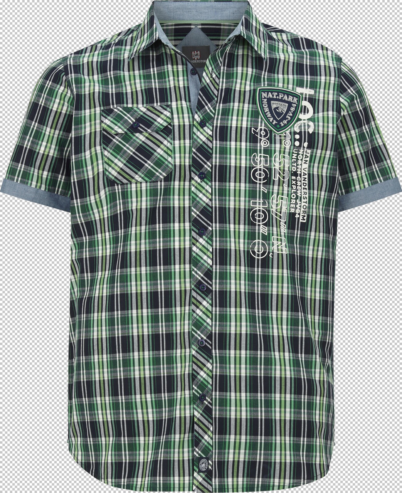 Jan Vanderstorm Kurzarmhemd JONFINN dunkelblau kariert