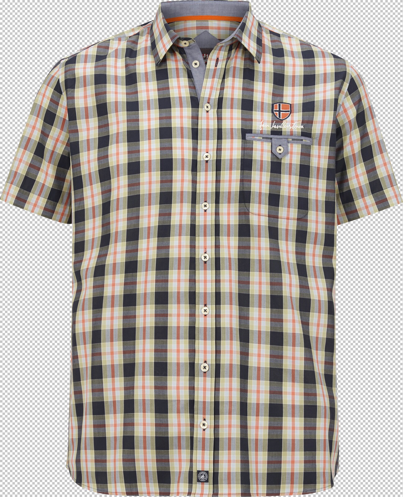 Jan Vanderstorm Kurzarmhemd JOOS orange kariert