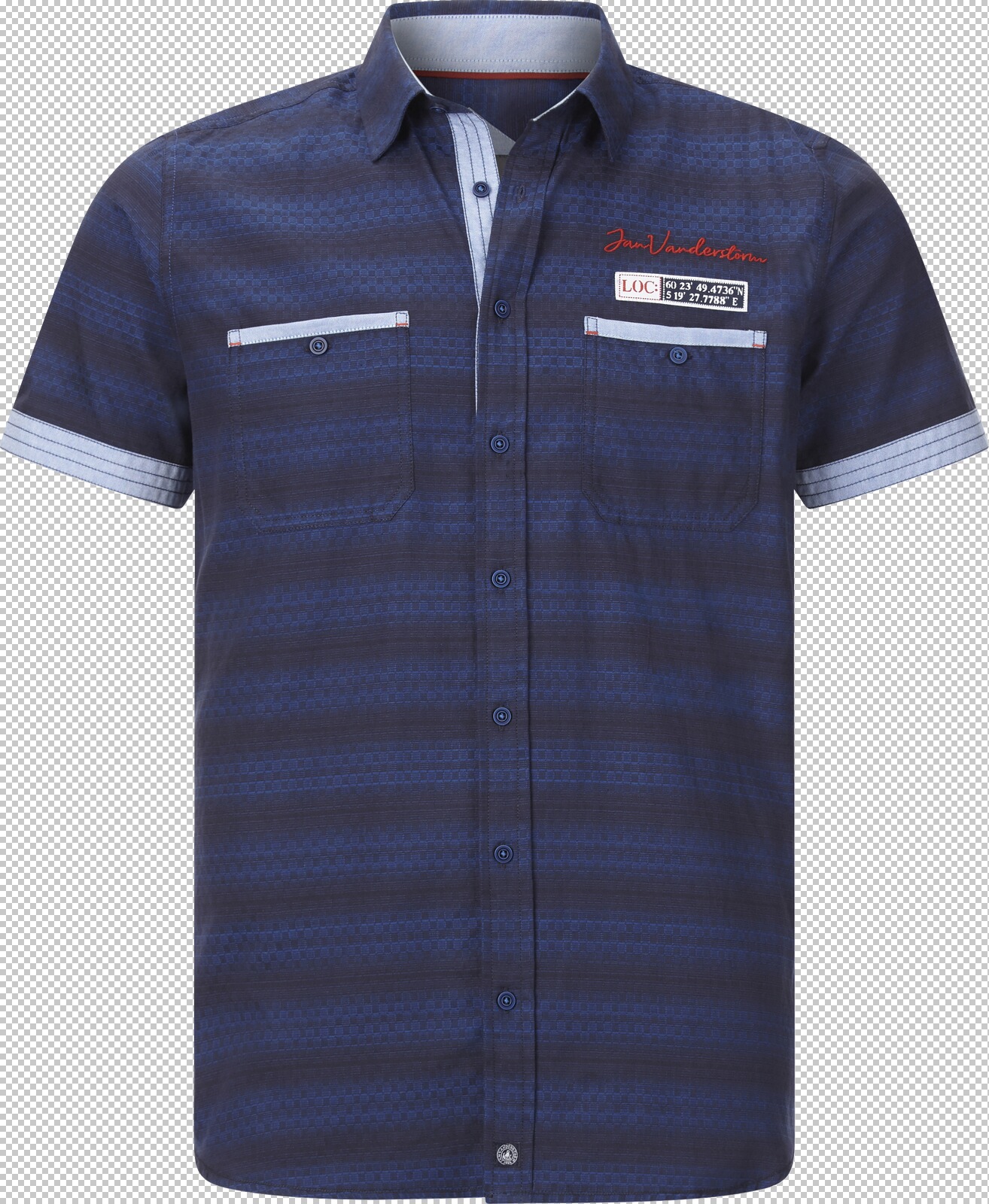 Jan Vanderstorm Kurzarmhemd LEIKVARD dunkelblau kariert