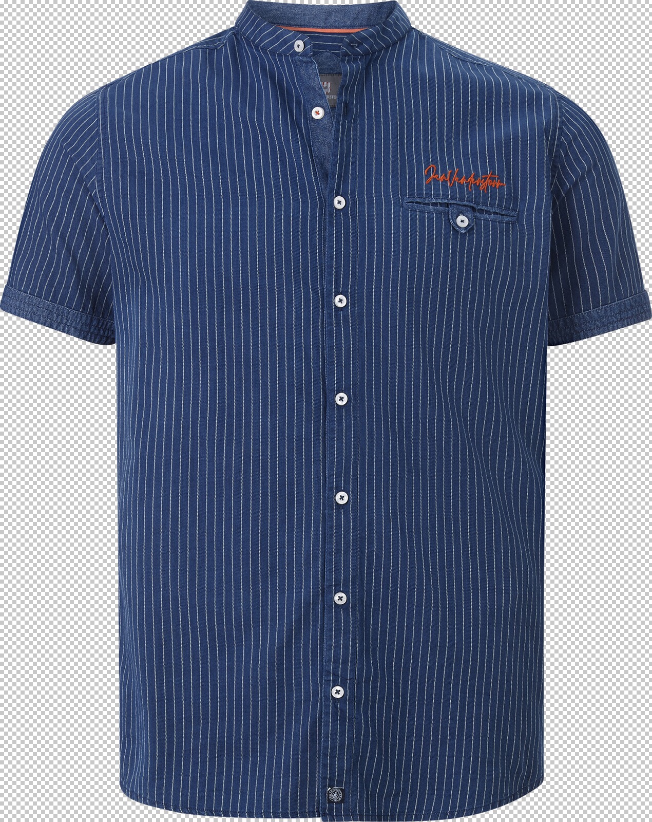 Jan Vanderstorm Kurzarmhemd NALLE dunkelblau gestreift