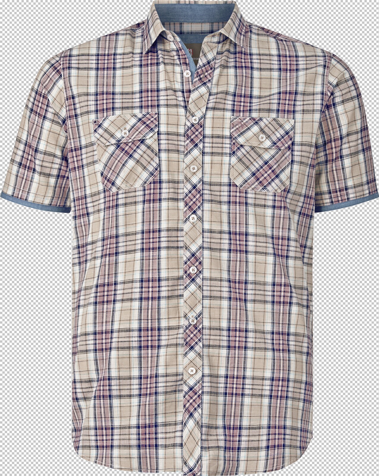 Jan Vanderstorm Kurzarmhemd PALLE beige kariert