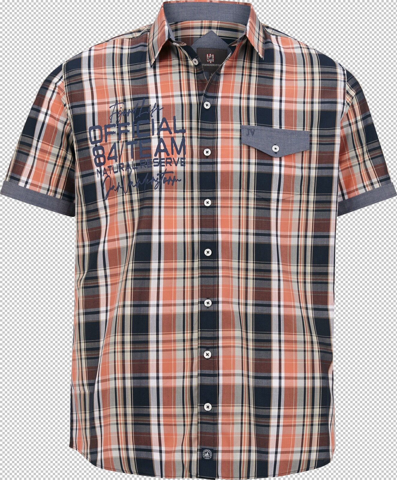 Jan Vanderstorm Kurzarmhemd PIETER hellorange kariert