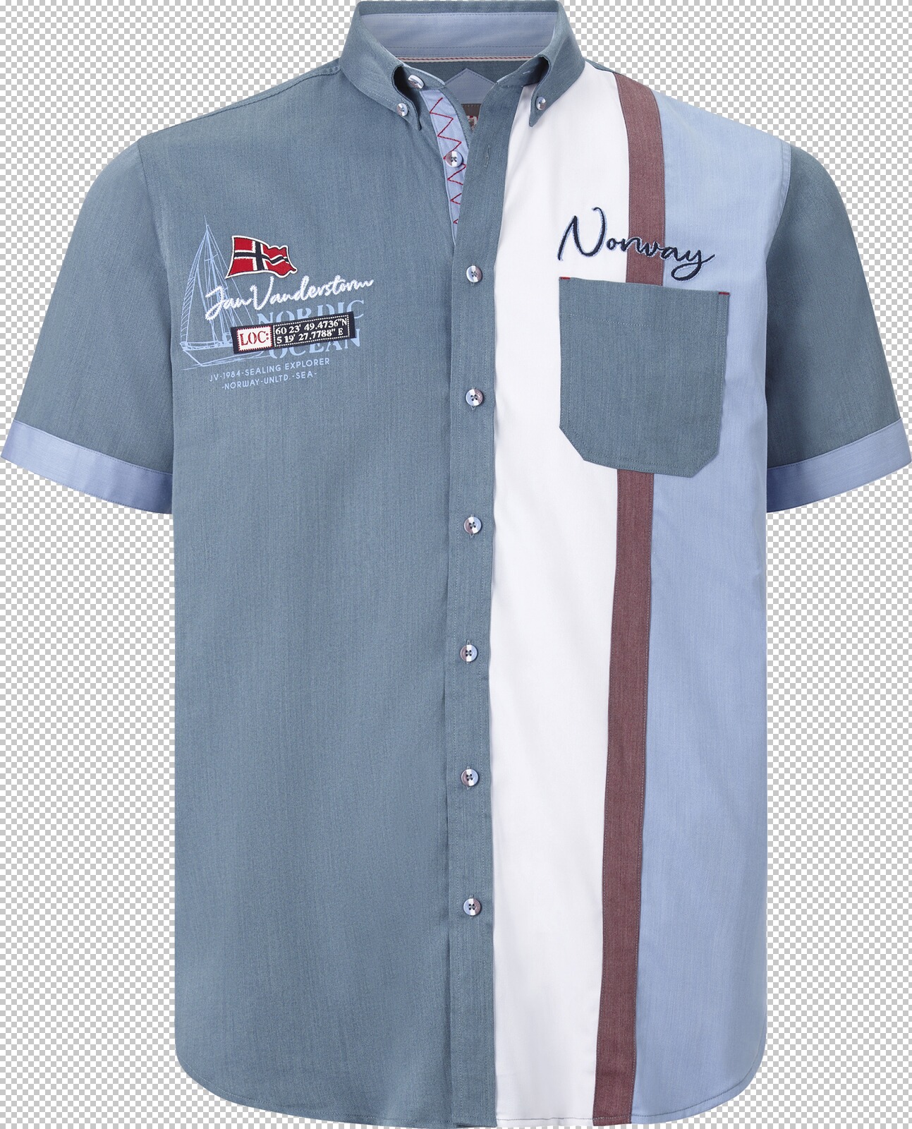 Jan Vanderstorm Kurzarmhemd THJORVEN blau gestreift