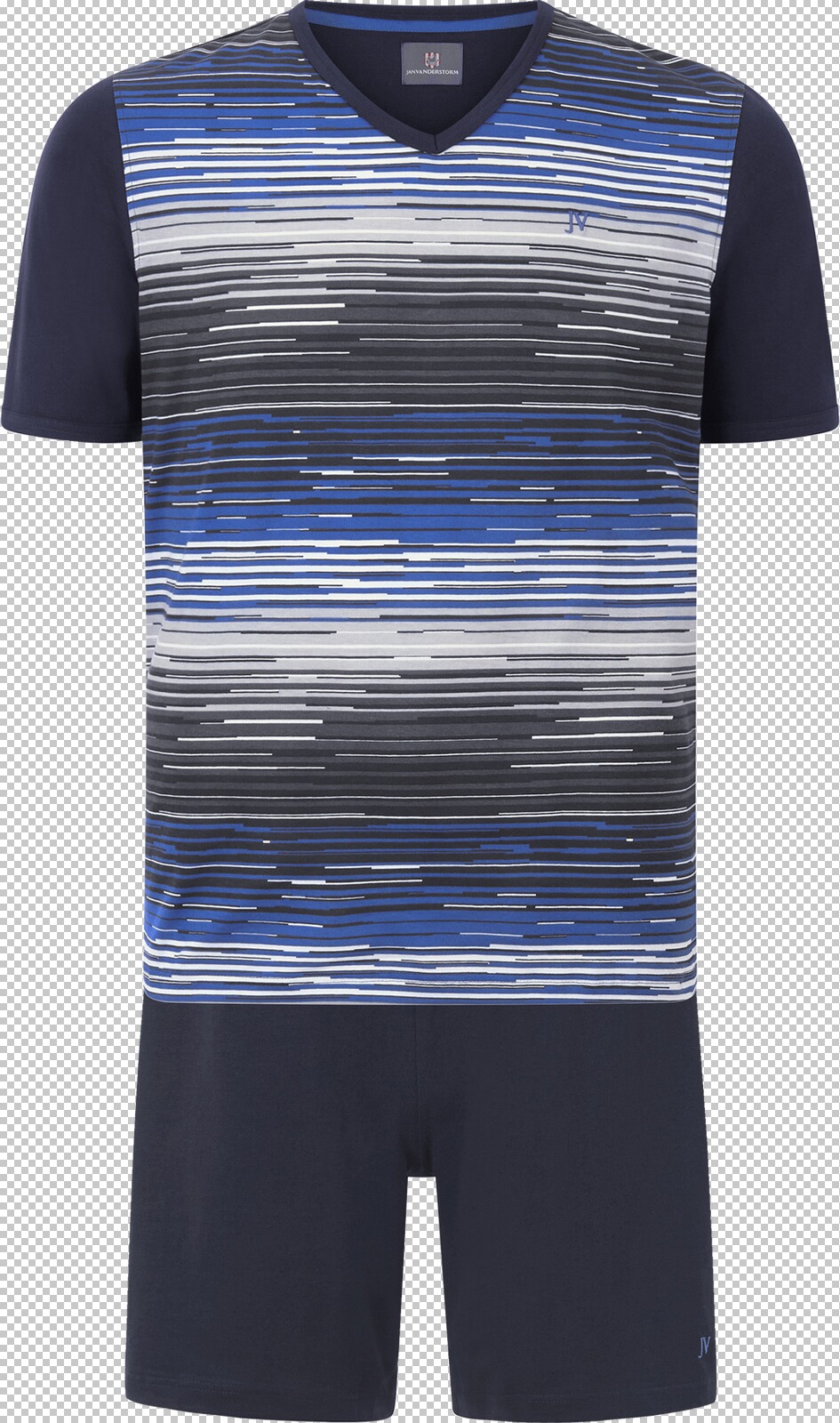 Jan Vanderstorm Kurzer Schlafanzug AUDUN blau grau