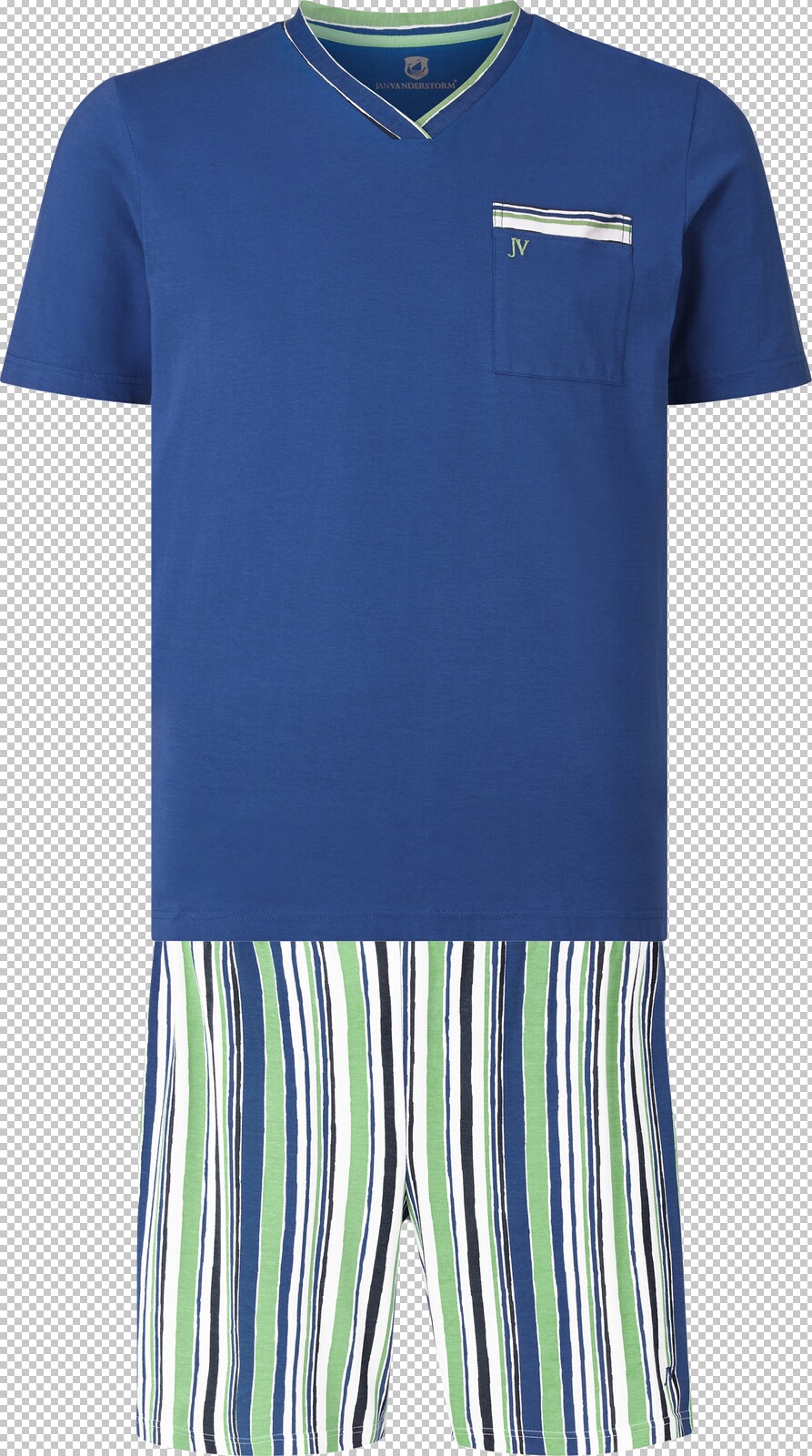 Jan Vanderstorm Kurzer Schlafanzug FREDSTEIN royal blau gemustert