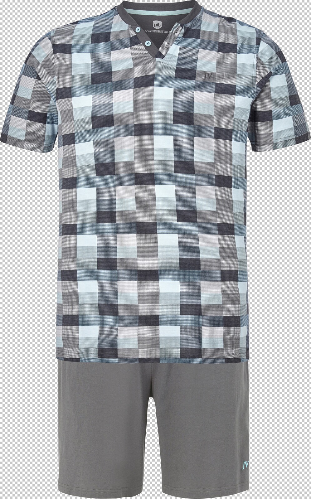 Jan Vanderstorm Kurzer Schlafanzug HUGBALD grau kariert