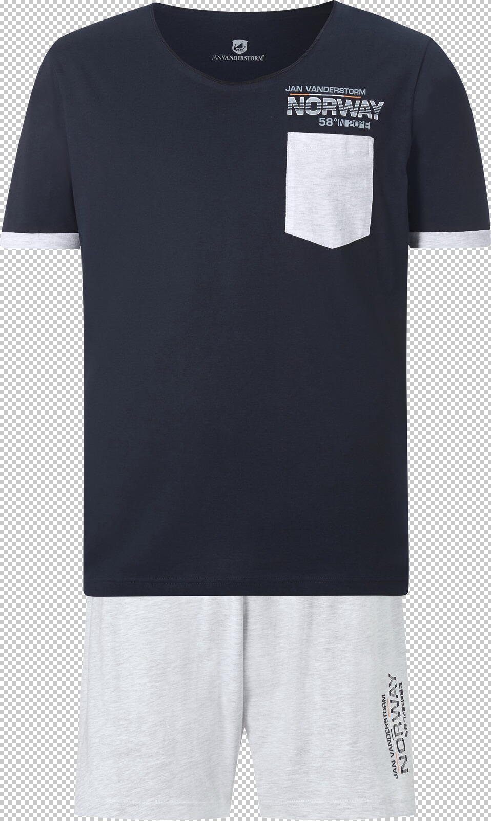Jan Vanderstorm Kurzer Schlafanzug VERBRAND dunkelblau hellgrau