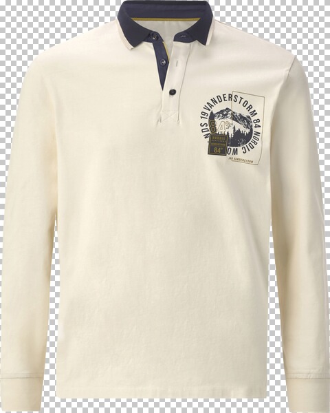 Langarm-Poloshirt OLSLAND wollweiß